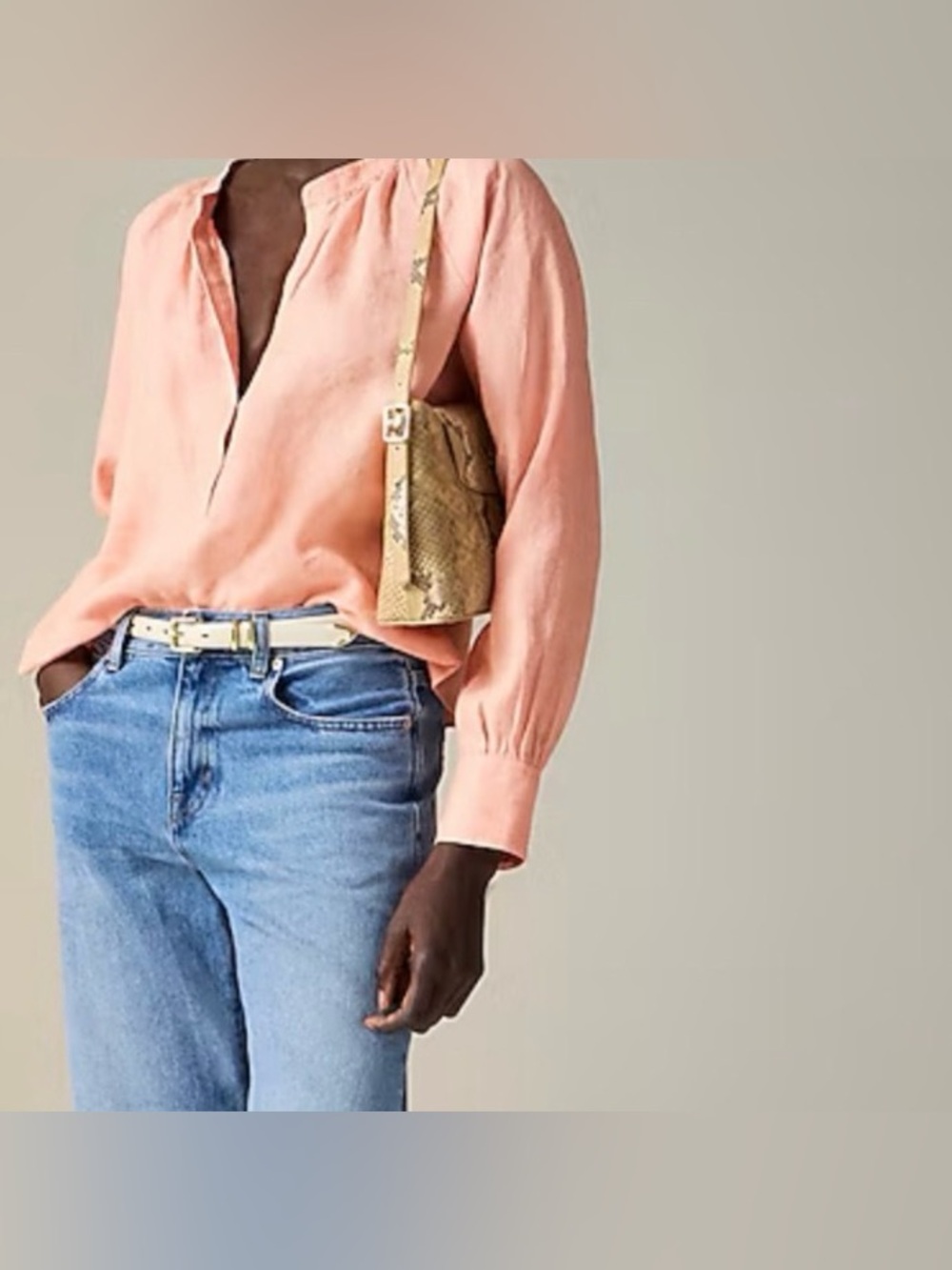 J. Crew Light Peach cabana linen popover top blouse small